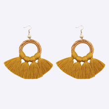 Load image into Gallery viewer, Tassel Cotton Cord Rattan Dangle Earrings