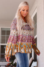 Load image into Gallery viewer, Bohemian Long Flounce Sleeve V-Neck Blouse