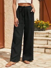 Load image into Gallery viewer, Texture Tied Wide Leg Pants