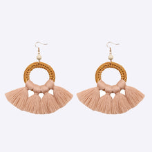 Load image into Gallery viewer, Tassel Cotton Cord Rattan Dangle Earrings