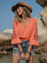 Load image into Gallery viewer, Lace Detail V-Neck Blouse