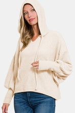 Load image into Gallery viewer, Zenana Brushed Hacci Drop Shoulder Cropped Hoodie