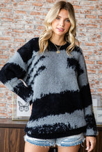 Load image into Gallery viewer, First Love Full Size Abstract Pattern Contrast Feather Yarn Sweater