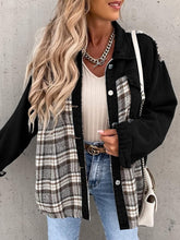 Load image into Gallery viewer, Plaid Button Up Dropped Shoulder Jacket