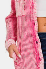 Load image into Gallery viewer, Zenana Waffle-Knit Button Up Dropped Shoulder Jacket