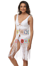 Load image into Gallery viewer, Openwork Fringe Detail Embroidery Sleeveless Cover-Up