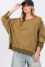 Load image into Gallery viewer, SAGE + FIG Mineral Wash Side Slit Oversized Sweatshirt