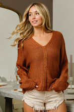 Load image into Gallery viewer, BiBi V-Neck Cable Knit Sweater