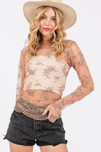 Load image into Gallery viewer, SAGE + FIG Mesh Long Sleeve Sheer Floral Embroidery Top