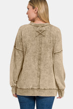 Load image into Gallery viewer, Zenana Exposed Seam Round Neck Dropped Shoulder Sweatshirt