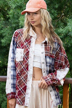 Load image into Gallery viewer, POL Patchwork Plaid Button Up Shirt