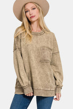 Load image into Gallery viewer, Zenana Exposed Seam Round Neck Dropped Shoulder Sweatshirt