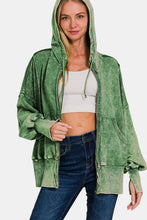 Load image into Gallery viewer, Zenana Acid Washed French Terry Zip-Up Hoodie with Pockets