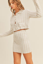 Load image into Gallery viewer, MABLE Houndstooth Cropped Knit Cardigan and Mini Skirt Set