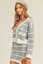 Load image into Gallery viewer, MABLE Plaid Button Down Sweater Cardigan and Mini Skirt Set