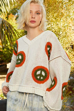 Load image into Gallery viewer, POL V Neck Long Sleeve Peace Pattern Sweater