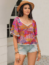 Load image into Gallery viewer, Ruched Printed Half Sleeve Blouse