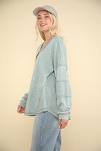 Load image into Gallery viewer, VERY J Washed V-Neck Exposed Seam Knit Top