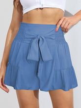 Load image into Gallery viewer, Smocked Tie-Front High-Rise Shorts