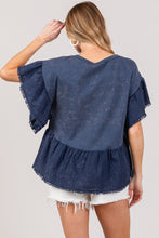 Load image into Gallery viewer, SAGE + FIG Ruffle Sleeve Washed Short Sleeve Blouse