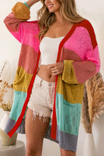 Load image into Gallery viewer, Color Block Open Front Cardigan with Pockets