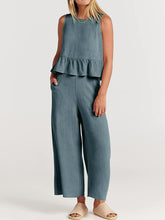 Load image into Gallery viewer, Full Size Round Neck Top and Wide Leg Pants Set