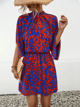 Load image into Gallery viewer, Tied Printed Mock Neck Mini Dress