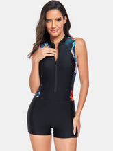 Load image into Gallery viewer, Zip Up Sleeveless One-Piece Swimwear