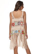 Load image into Gallery viewer, Openwork Fringe Detail Embroidery Sleeveless Cover-Up