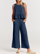 Load image into Gallery viewer, Full Size Round Neck Top and Wide Leg Pants Set