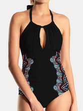 Load image into Gallery viewer, Cutout Printed Halter Neck One-Piece Swimwear