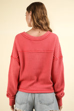 Load image into Gallery viewer, VERY J Exposed Seam V-Neck Ribbed Knit Top