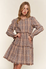 Load image into Gallery viewer, And The Why Full Size Washed Frayed Tiered Plaid Dress