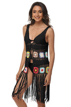 Load image into Gallery viewer, Openwork Fringe Detail Embroidery Sleeveless Cover-Up