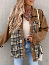 Load image into Gallery viewer, Plaid Button Up Dropped Shoulder Jacket