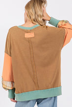 Load image into Gallery viewer, SAGE + FIG Mineral Wash Raw Edge Color Block Sweatshirt