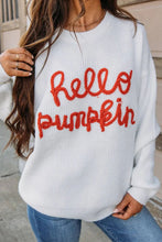 Load image into Gallery viewer, Contrast Letter Round Neck Long Sleeve Sweater