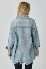 Load image into Gallery viewer, RISEN Distressed Raw Hem Denim Shirt