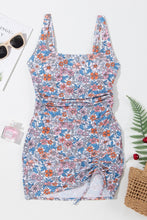 Load image into Gallery viewer, Drawstring Printed Wide Strap Swim Dress