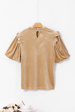Load image into Gallery viewer, Frill Mock Neck Short Sleeve Blouse