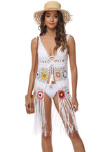 Load image into Gallery viewer, Openwork Fringe Detail Embroidery Sleeveless Cover-Up