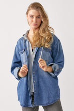 Load image into Gallery viewer, RISEN Zip Up Hooded Denim Shirt