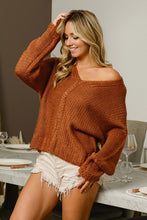 Load image into Gallery viewer, BiBi V-Neck Cable Knit Sweater