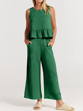 Load image into Gallery viewer, Full Size Round Neck Top and Wide Leg Pants Set