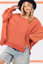 Load image into Gallery viewer, SAGE + FIG Mineral Wash Side Slit Oversized Sweatshirt