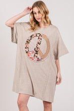 Load image into Gallery viewer, SAGE + FIG Full Size Peace Sign Applique Short Sleeve Tee Dress