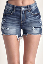 Load image into Gallery viewer, RISEN Mid Rise Raw Hem Denim Shorts