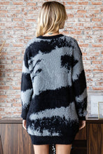 Load image into Gallery viewer, First Love Full Size Abstract Pattern Contrast Feather Yarn Sweater