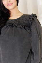 Load image into Gallery viewer, HEYSON Full Size Mineral Wash Smocked Round Neck Blouse