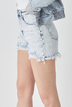 Load image into Gallery viewer, RISEN Raw Hem Distressed High Rise Denim Shorts